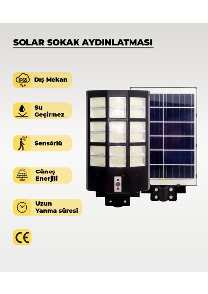 900W Solar Sokak Aydınlatması 6500K (Beyaz Işık)