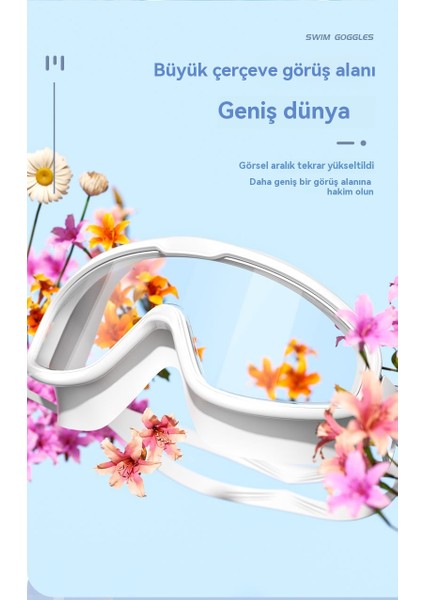 Yüksek Çözünürlüklü Su Geçirmez Sis Önleyici Tek Parça Kulaklık Silikon Yetişkin Büyük Çerçeveli Yüzme Gözlükleri (Yurt Dışından) modelleri