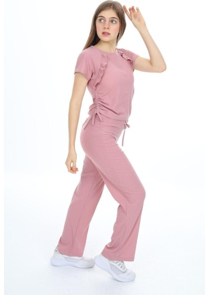 Kız Çocuk %100 Pamuk Yandan Bağlamalı Fitilli Alt&üst TAKIM-AÜT-2013