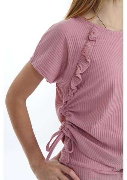 Kız Çocuk %100 Pamuk Yandan Bağlamalı Fitilli Alt&üst TAKIM-AÜT-2013