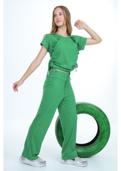 Kız Çocuk %100 Pamuk Yandan Bağlamalı Fitilli Alt&üst TAKIM-AÜT-2013