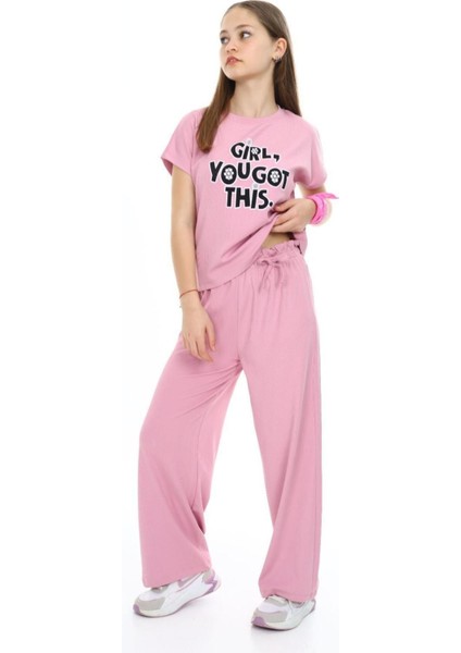 Kız Çocuk Oversize Pamuklu Beli Lastikli Fitilli Alt&üst Takım PANTOLON&TIŞÖRT-AÜT-2014