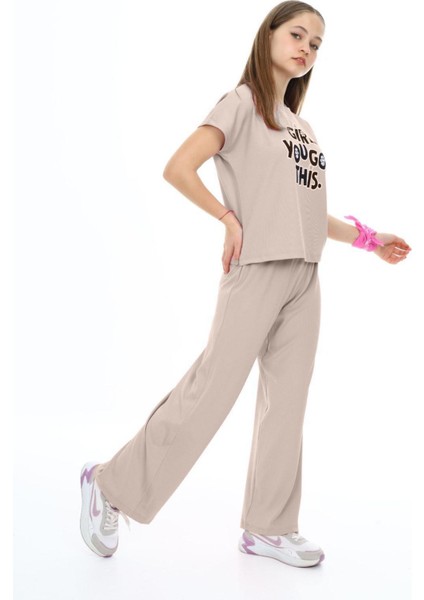 Kız Çocuk Oversize Pamuklu Beli Lastikli Fitilli Alt&üst Takım PANTOLON&TIŞÖRT-AÜT-2014