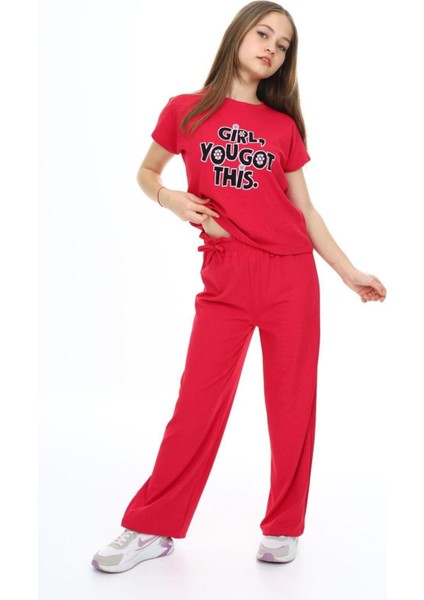 Kız Çocuk Oversize Pamuklu Beli Lastikli Fitilli Alt&üst Takım PANTOLON&TIŞÖRT-AÜT-2014