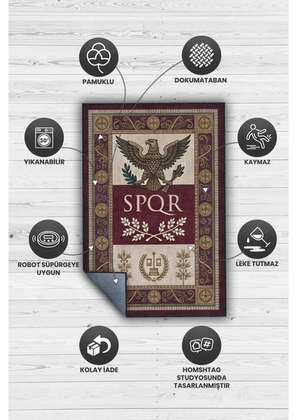 Şehirlerde de Spqr Roma Temalı Dijital Baskılı Yıkanabilir Pamuk Tabanlı Şehir Temalı Halı fırsatları