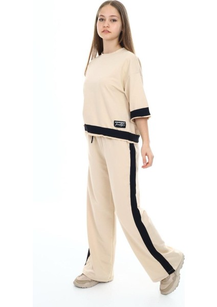 Kız Çocuk %100 Pamuk Oversize Yarım Kol Alt-Üst Eşofman TAKIM-AÜT-2008 modelleri