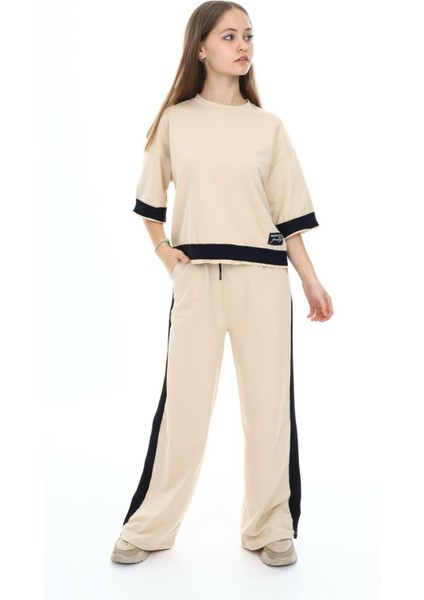 Kız Çocuk %100 Pamuk Oversize Yarım Kol Alt-Üst Eşofman TAKIM-AÜT-2008 indirimleri