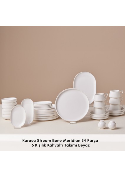 Stream Bone Meridian 34 Parça 6 Kişilik Kahvaltı Takımı Beyaz modelleri