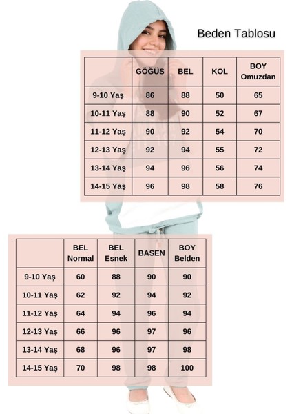 Kız Çocuk Aerobin Kumaş Kapüşonlu Kanguru Cep Uzun Kol Alt Üst Tunik TAKIM-AÜT-2002 modelleri