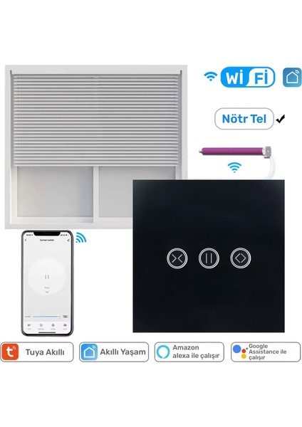 FGTCM009 Dokunmatik Wifi Tuya Destekli Akıllı Elektrik Anahtarı-Siyah fiyatları