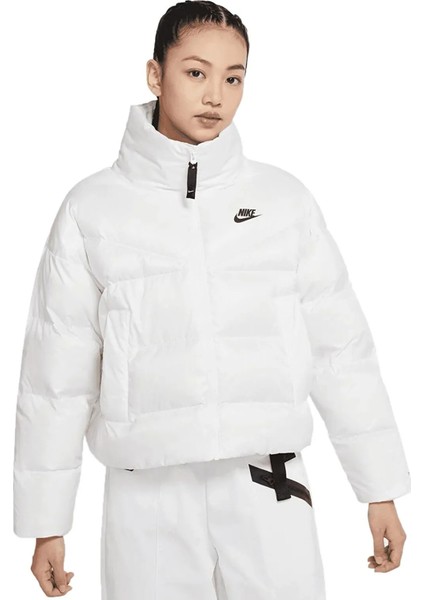 Sportswear Down Fill Therma Fit City Series Full Zip Kadın Bol Kesim Kaz Tüyü Spor Ceket Beyaz