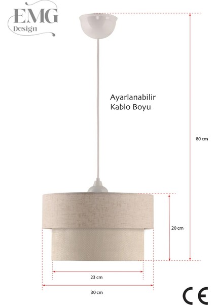 Kumaş Başlıklı 3 Katlı Modern Avize ve 2 Adet Abajur Set Yatak Odası Çocuk Odası Salon Mutfak Hol