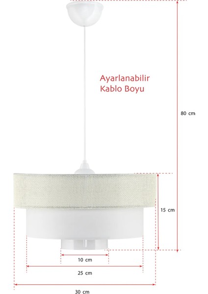 Kumaş Başlıklı 3 Katlı Modern Avize ve 2 Adet Abajur Set Yatak Odası Çocuk Odası Salon Mutfak Hol