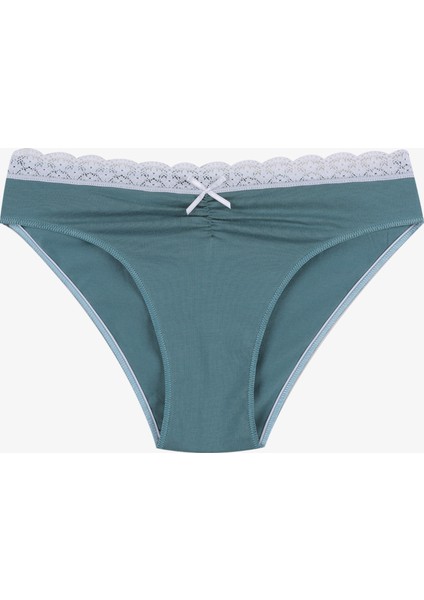 Kadın Ön Bel Dantelli Büzgülü ve Fiyonk Detaylı Lastikli Külot 7'li fiyatları