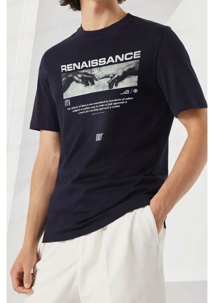 Erkek Lacivert Renaissance Regular Fit Normal Kalıp T-Shirt