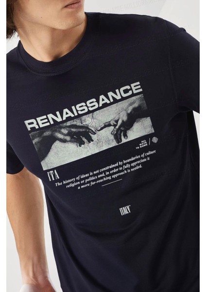 Erkek Lacivert Renaissance Regular Fit Normal Kalıp T-Shirt fiyatları