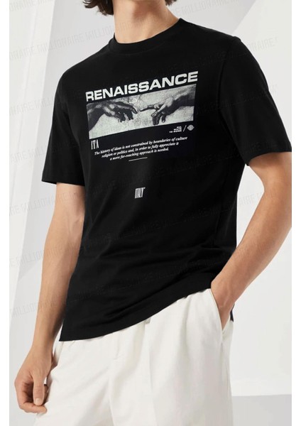 Erkek Siyah Renaissance Regular Fit Normal Kalıp T-Shirt