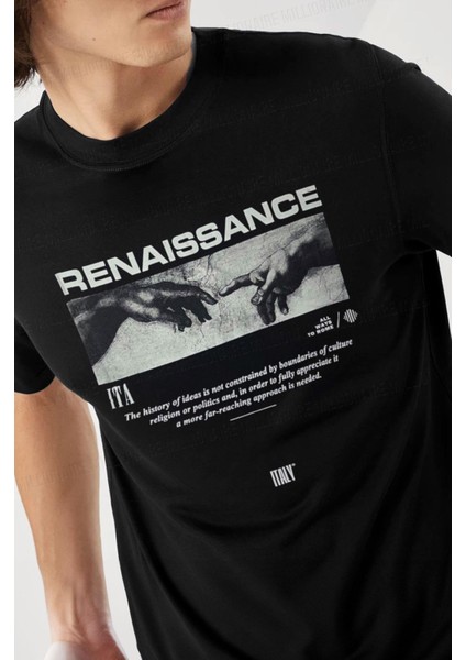 Erkek Siyah Renaissance Regular Fit Normal Kalıp T-Shirt fiyatları