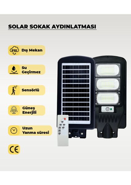 150W Solar Sokak Aydınlatması 6500K Beyaz Işık