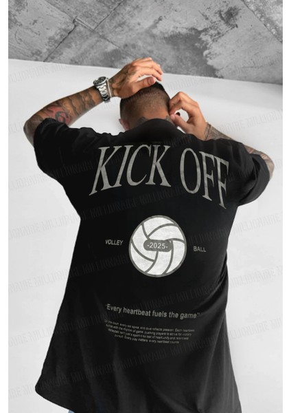 Erkek Siyah Kick Off Oversize Fit Bol Geniş Kalıp Salaş Kesim T-Shirt fiyatları