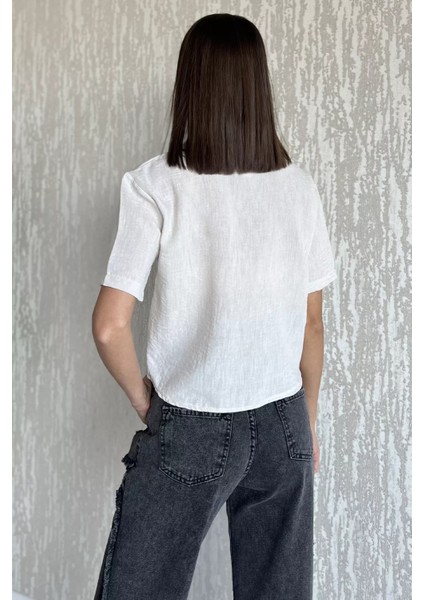 Kadın Nakışlı Keten Gömlek P-00017806 modelleri