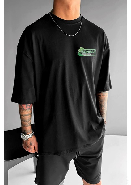 Erkek Siyah Bonsai Oversize Fit Bol Geniş Kalıp Salaş Kesim T-Shirt fiyatları