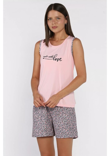Kadın Bisiklet Yaka Baskılı Şortlu Pijama Takımı P-00017810 fiyatları