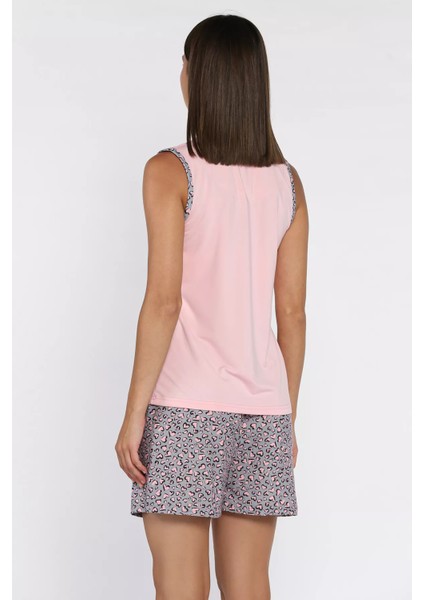 Kadın Bisiklet Yaka Baskılı Şortlu Pijama Takımı P-00017810 modelleri