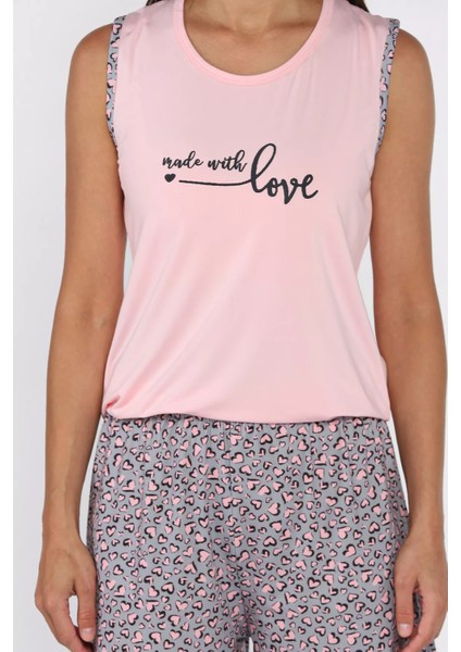 Kadın Bisiklet Yaka Baskılı Şortlu Pijama Takımı P-00017810 fırsatları