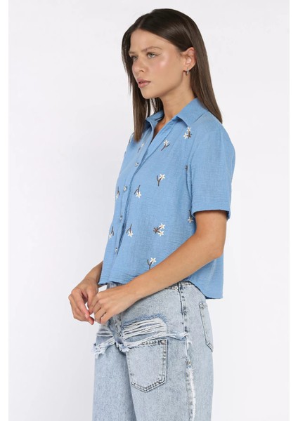 Kadın Nakışlı Keten Gömlek P-00017806 fiyatları