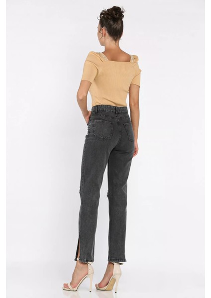 Yırtmaçlı Kadın Jean Kot Pantolon P-00017796