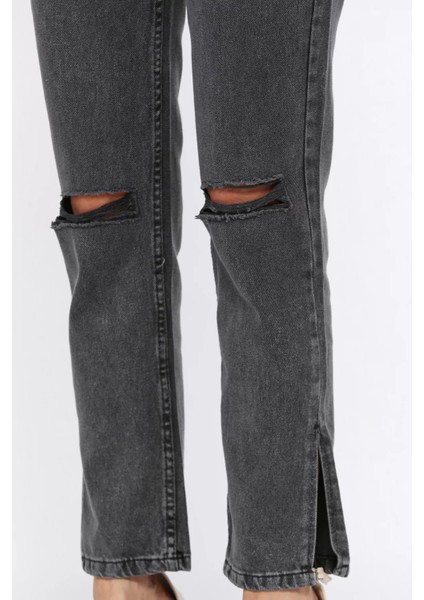 Yırtmaçlı Kadın Jean Kot Pantolon P-00017796