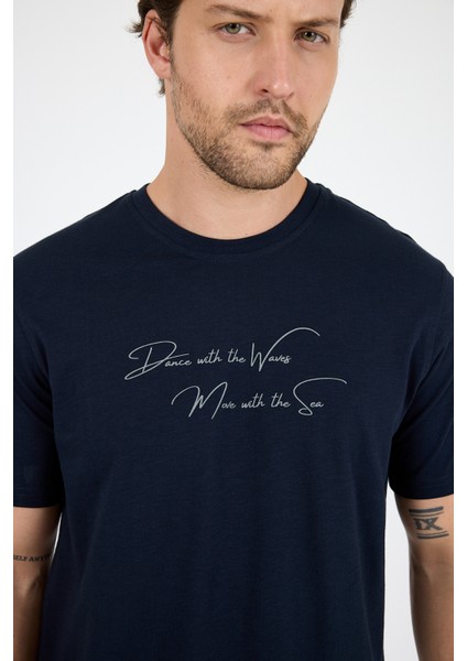 Erkek %100 Pamuk Bisiklet Yaka Kısa Kollu Baskılı T-Shirt Rahat ve Şık Günlük Erkek Tişört 0011 modelleri