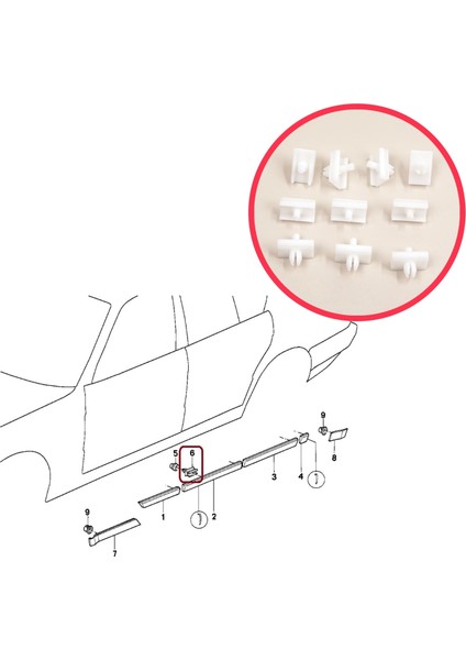 BCF5076 Bmw 5 Serisi E34 Alpina B10 1987-1995 4/5 Door 51131946258 Için 10 Adet Kapı Çıta Klipsi fırsatları