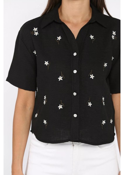 Kadın Nakışlı Keten Gömlek P-00017806 fırsatları