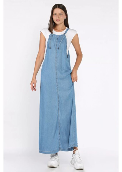Kadın Ayarlanabilir Askılı Jean Kot Jile Elbise P-00017802