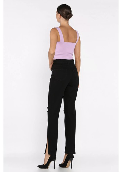 Yırtmaçlı Kadın Jean Kot Pantolon P-00017796