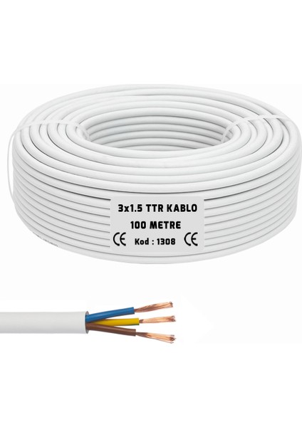 3x1.5 Ttr Seslendirme Kablosu Beyaz 100MT BRK-315B