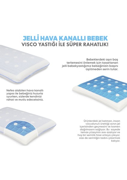 Terletmeyen Hava Kanallı Ortopedik Bebek Yastığı Jelli Hava Kanallı Visco Bebek Yastığı