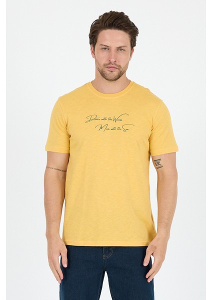 Erkek %100 Pamuk Bisiklet Yaka Kısa Kollu Baskılı T-Shirt Rahat ve Şık Günlük Erkek Tişört 0011