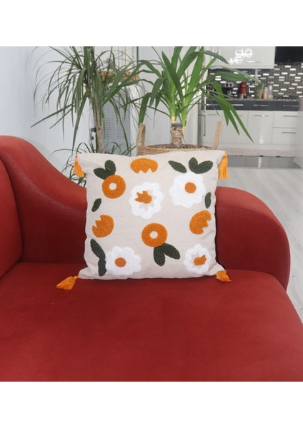 Punch Nakışlı Dekoratifkırlent Kılıfı Tekli Kare