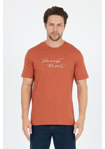 Erkek %100 Pamuk Bisiklet Yaka Kısa Kollu Baskılı T-Shirt Rahat ve Şık Günlük Erkek Tişört 0011