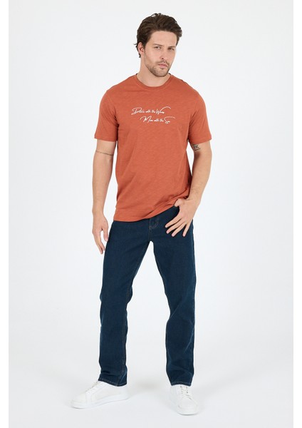 Erkek %100 Pamuk Bisiklet Yaka Kısa Kollu Baskılı T-Shirt Rahat ve Şık Günlük Erkek Tişört 0011 modelleri