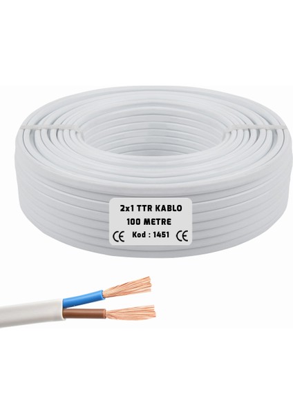 2x1 Ttr Balık Sırtı Yassı Kablo Beyaz 100MT BRK-1451