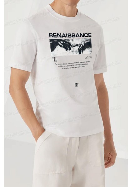 Erkek Ekru Beyaz Renaissance Regular Fit Normal Kalıp T-Shirt