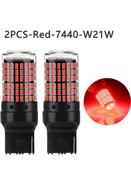 2x Araba 3014 144SMD Canbus T20 7440 W21W LED Ampuller Dönüş Sinyal Lambaları Park Freni Lambası Geri Vites Lambaları Kırmızı (Yurt Dışından) fırsatları