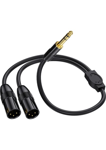 6.35MM Trs Erkek Fiş 2 Çift Xlr Erkek Mikrofon Stereo Dengesiz Ses Dönüştürücü Adaptör Y Bölünmüş Kablo Kordon-C (Yurt Dışından)