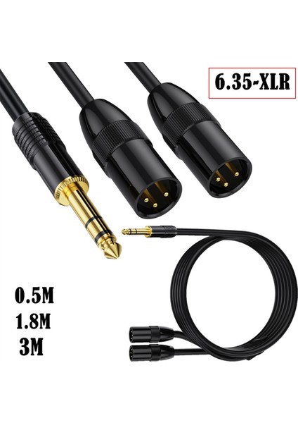 6.35MM Trs Erkek Fiş 2 Çift Xlr Erkek Mikrofon Stereo Dengesiz Ses Dönüştürücü Adaptör Y Bölünmüş Kablo Kordon-C (Yurt Dışından) modelleri