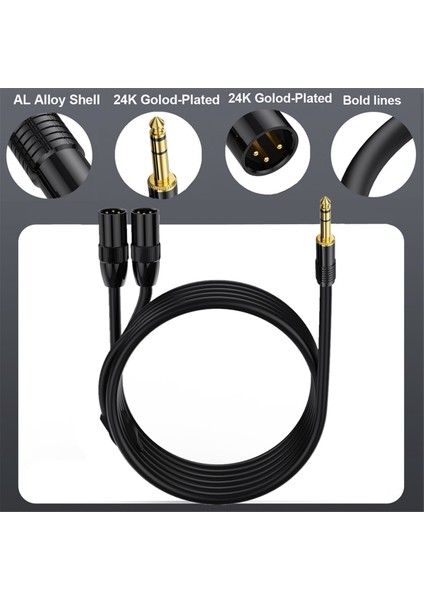 6.35MM Trs Erkek Fiş 2 Çift Xlr Erkek Mikrofon Stereo Dengesiz Ses Dönüştürücü Adaptör Y Bölünmüş Kablo Kordon-C (Yurt Dışından) indirimleri