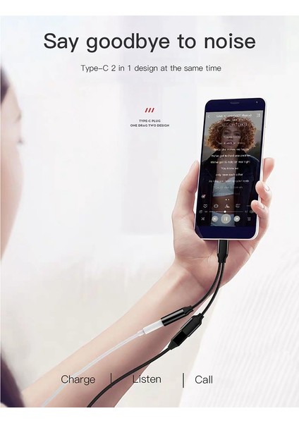 Tip C - 3.5mm Şarj Ses Adaptörü 2 In 1 USB C Splitter Kulaklık Aux Ses Kablosu Huawei Akıllı Telefon Splitter Için (Yurt Dışından) modelleri
